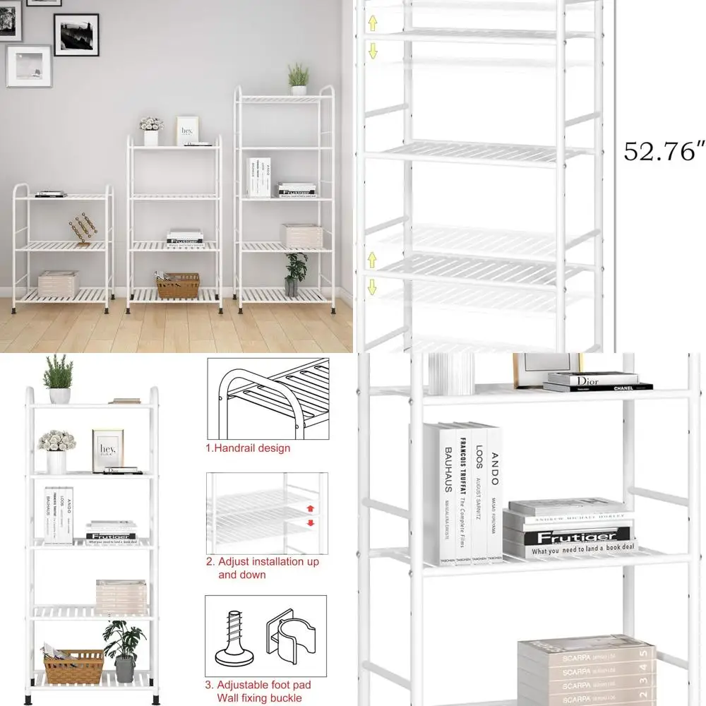 

5-Tier Metal Corner Shelf Organizer - Heavy Duty Storage Rack for Kitchen, Living Room, Laundry, Pantry, and Bathroom (White)