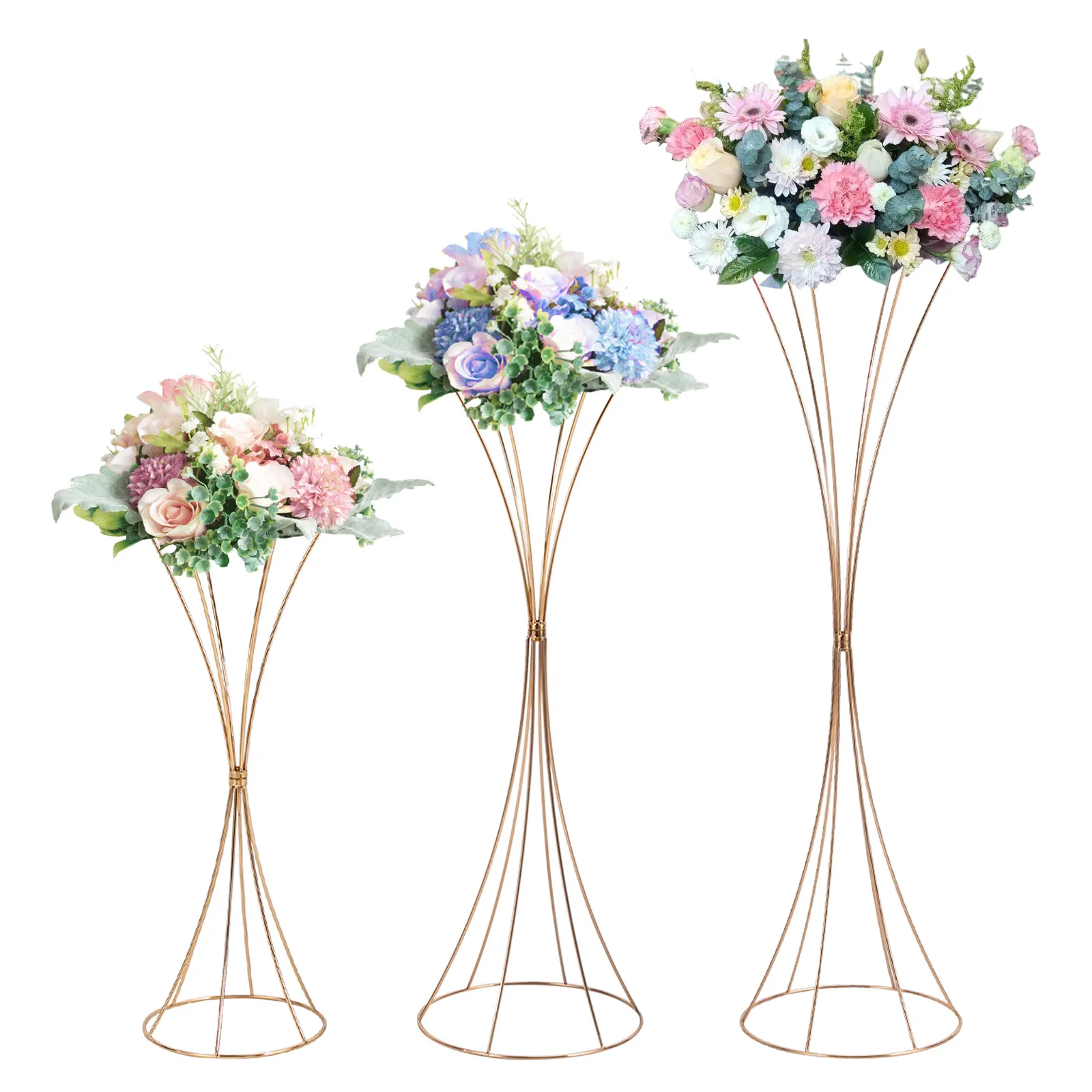 Reusable Gold Flower Stands 3.97Lbs Total Weight, Smooth Surface Easy to Clean For Living Rooms & Coffee Shops