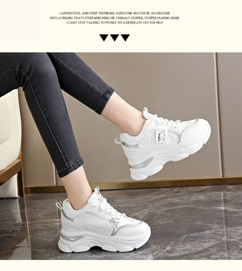 Damen-Sneaker mit Dicker Sohle, Ultraleicht, Neue Frühjahr-Herbst-Kollektion, Weiße Sportschuhe, Bequeme Atmungsaktive Laufschuhe für Frauen – Detail 8