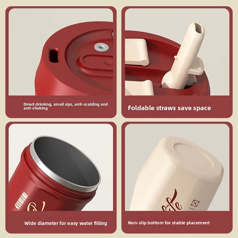 Xícara de café de aço inoxidável 304 com tampa, xícara de café com leite e chá, copo para beber isolado e resistente ao calor de parede dupla