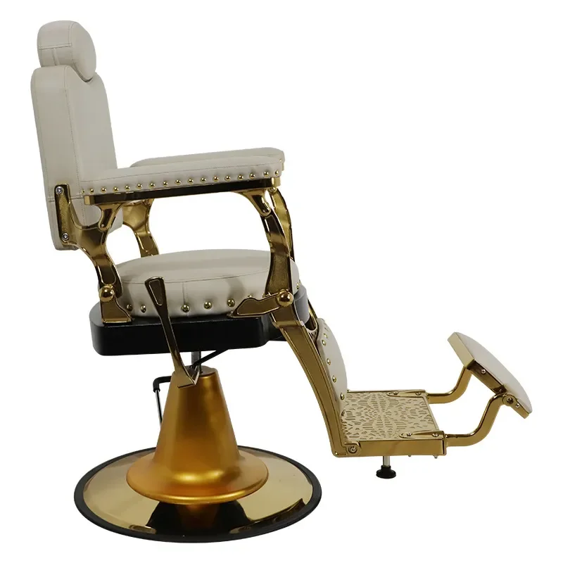 Retro men's oil head reclining barber beauty salon chair lifting large chassis hair cutting chair