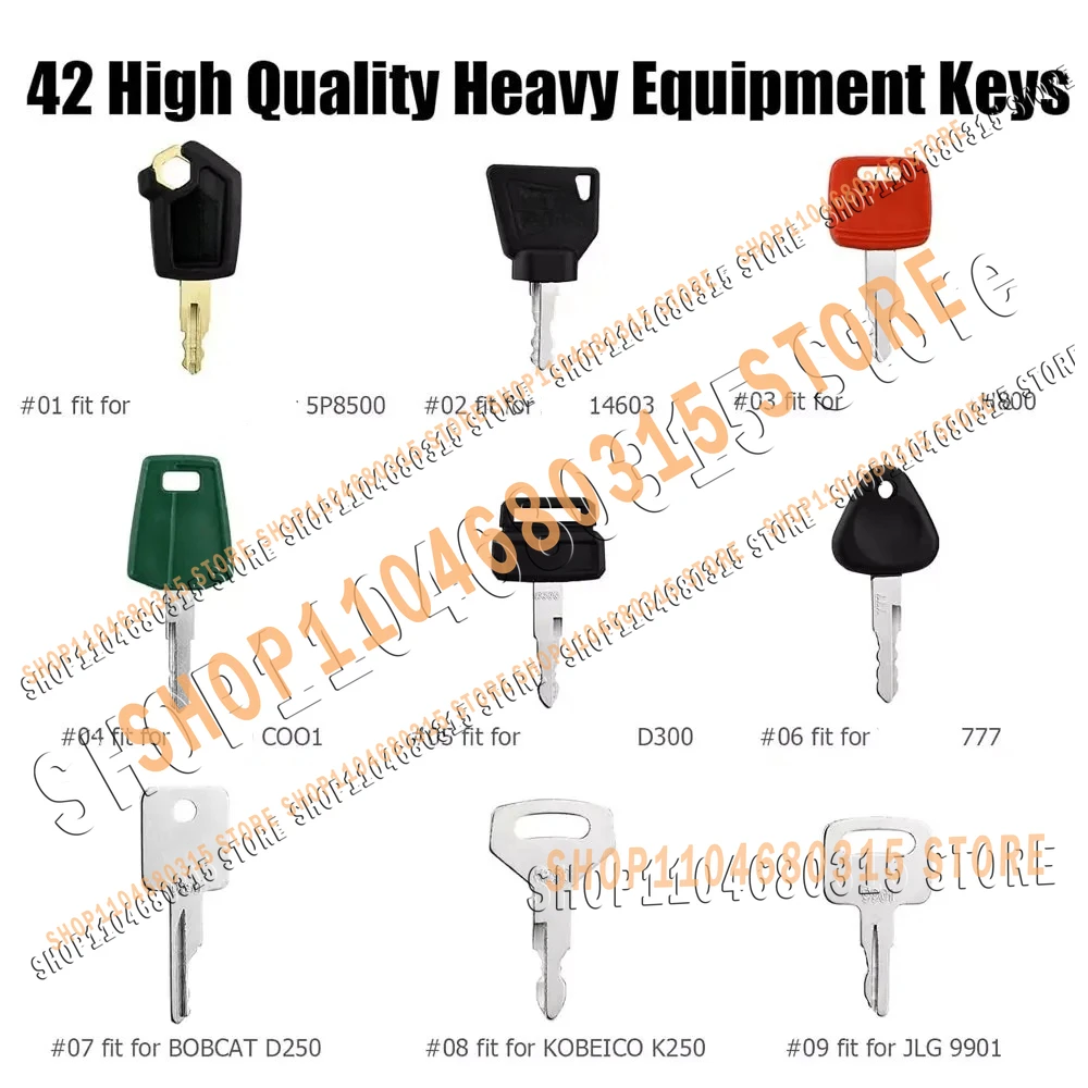 42pcs New Keys Heavy Equipment Construction Ignition Key for Ca Jc Yanmar Kobelco for Vol BOBCAT Hita Komatsu Excavator