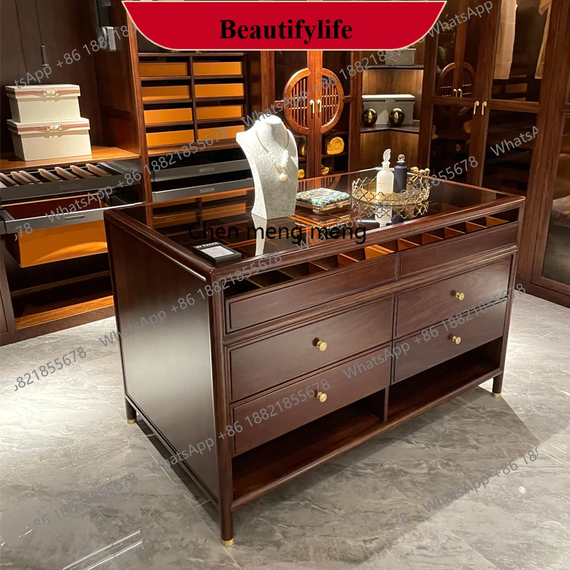 E153 New Chinese Cloakroom Nakajidai Jewelry Display Cabinet Household Solid Wood Storage Bucket Cabinet Locker