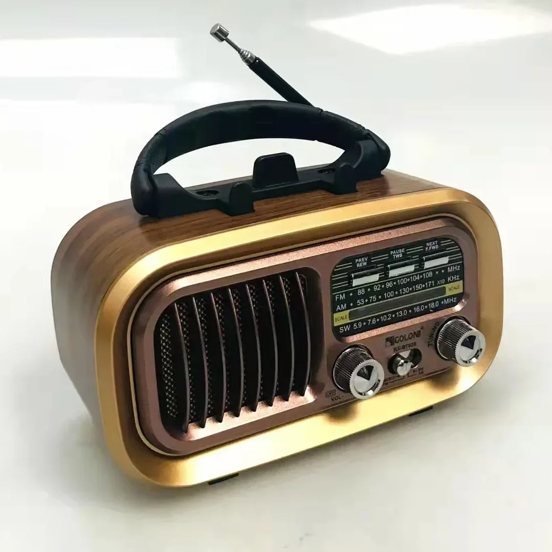 AM FM SW Retro Radio Charged By USB Cable/Solar Panel Excellent Reception Portable Stereo Mini Multi-function Bluetooth Speaker