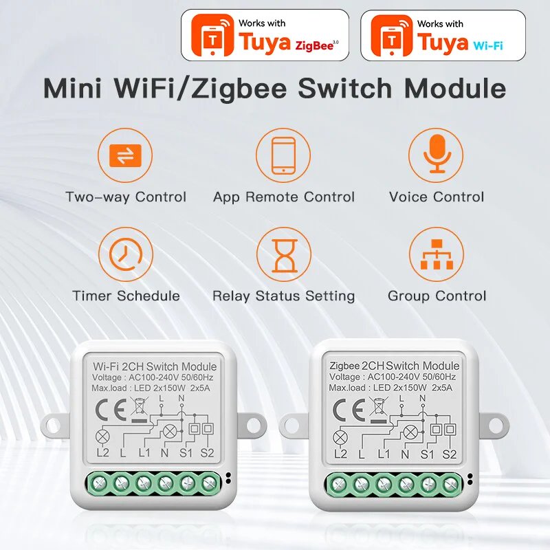 

Zigbee WiFi DIY Smart Switch Breaker for Tuya APP Remote Timing Wireless Control Relay Automation Modules Alexa/Google Voice