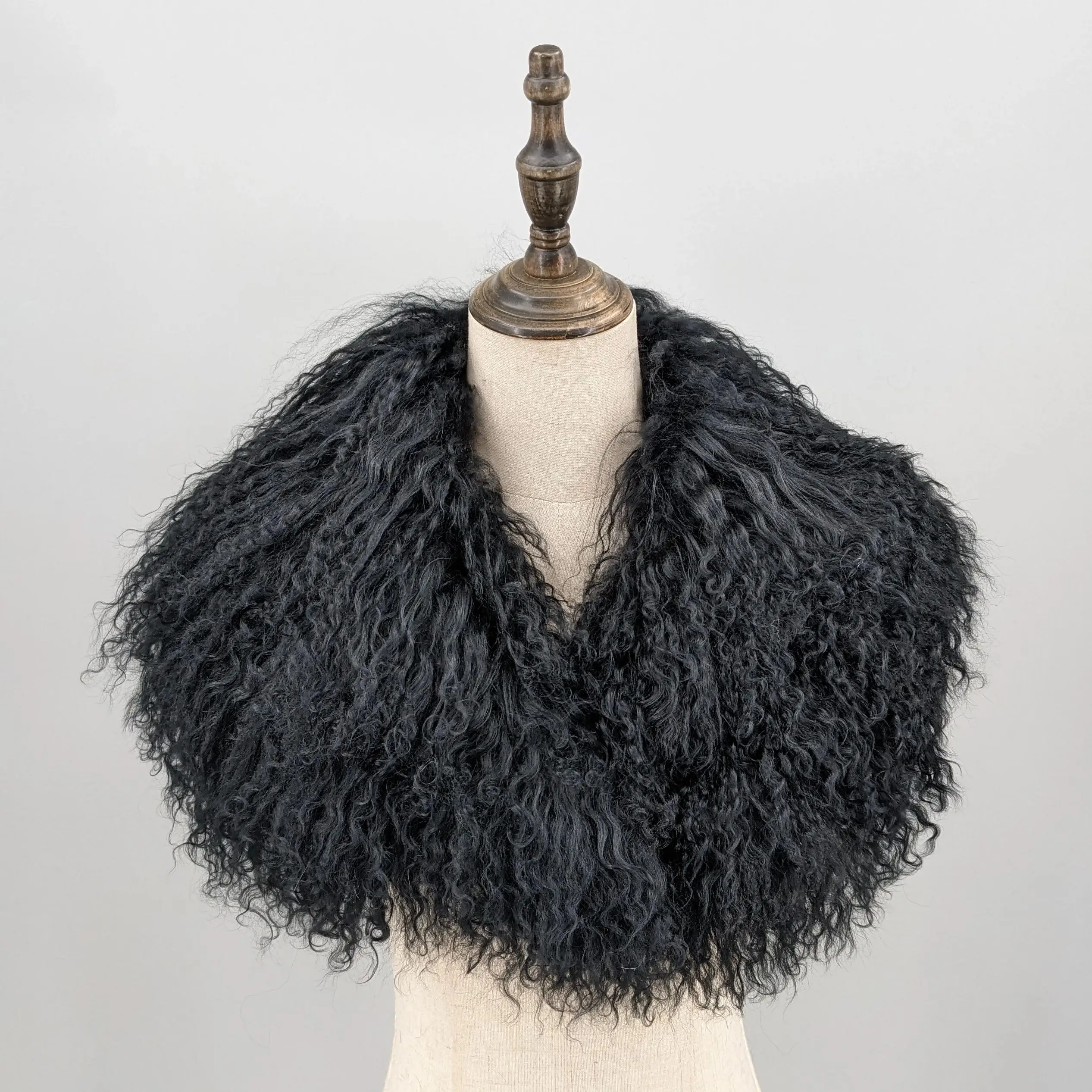 Real Mongolian Fur Big Collar For Women Decorative and Warm Fur Collar 90*22 cm 250209
