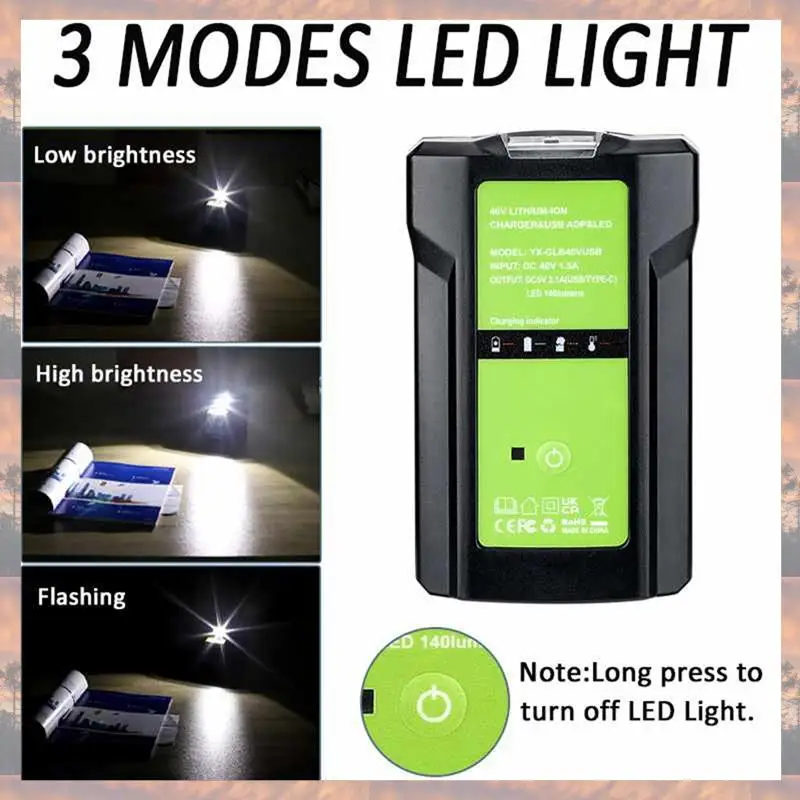 

2025 Trend GLB40V Adapter Light For Greenworks Glibo 36-40V Lithium Batteries Overcharge Protection Electric Tool US Plug Easy I