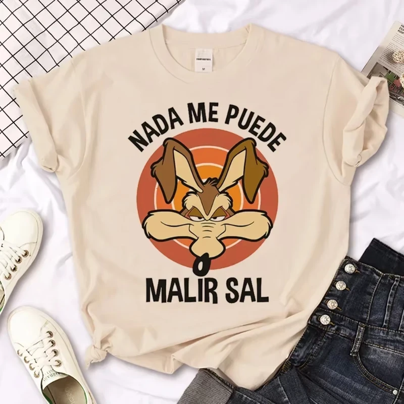 Wile E Coyote تي شيرت حريمي Y2K مانغا ملابس الشارع الشهير أنثى مانغا الصيف قصيرة الأكمام Harajuku بلايز عادية تيز الملابس الجمالية