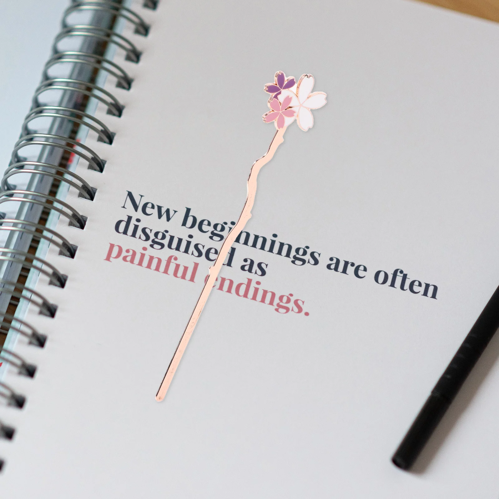 

Cherry Blossom Bookmark Cute Cartoon Floral Design Metal Page Marker Reading Clip Book Lover Present Decorative