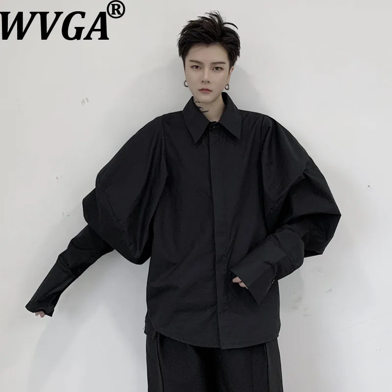 

Мужская рубашка WVGA: Новинка Весна-Лето, Темный Стиль, Нишевый Дизайн, Модный Пуф-силуэт, Длинный Рукав, Шикарный Повседневный Воротник-Тройка, Модель W20939