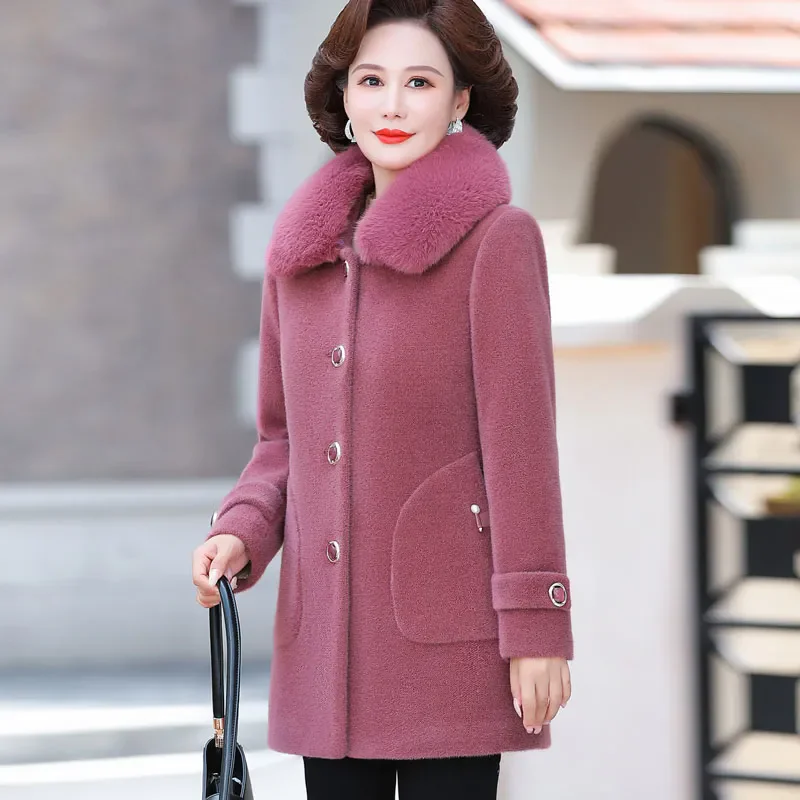 

Winter New Arrival Chic Fur Jacket Women Overcoat Mid-length Loose Plus Velvet Warm Parker Coat Imitation Mink Velvet Coat Tops