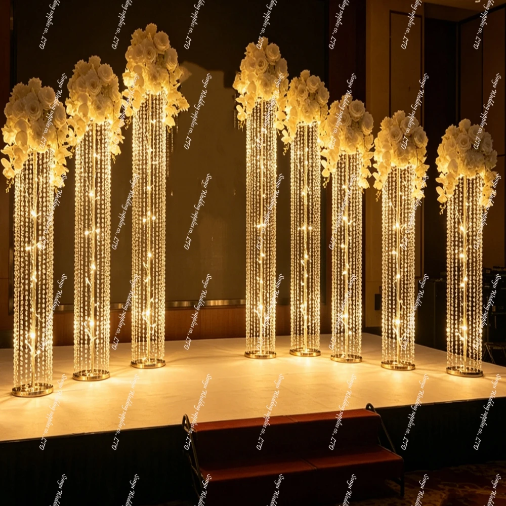 6pcs 100-130cm Wedding Supplies Stage Road Guide Crystal Stand Floor Lamp Led Walkway Lights Wedding Decoration Lights