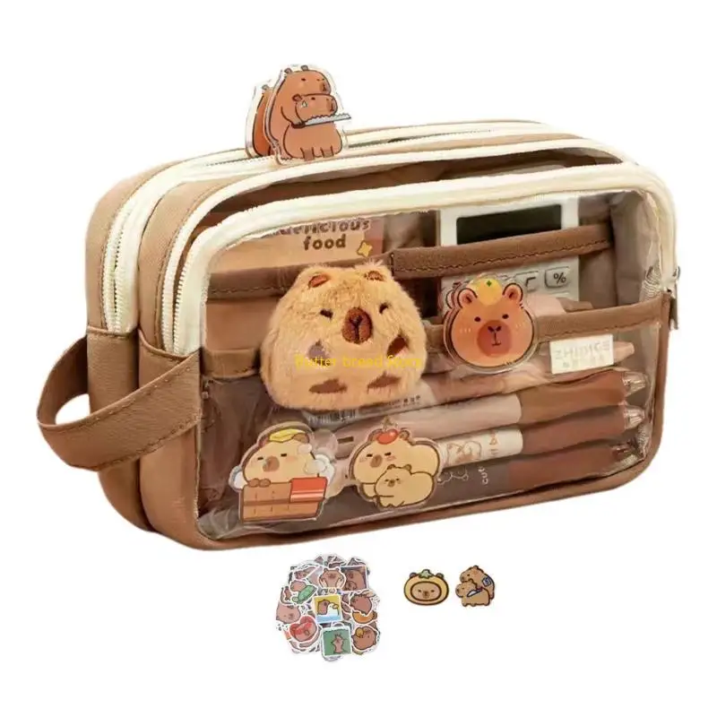 W89C حالة قلم رصاص W89C مع Capybara Capybara Pencil Pencil Bag Bag Bag Bag Hage للطالب