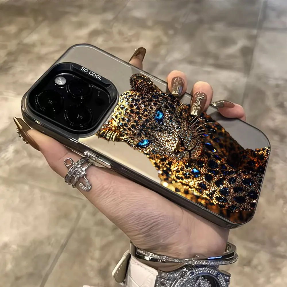เคสโทรศัพท์ลายเสือดาวประดับเพชรระยิบระยับ เหมาะสำหรับ iPhone 17 16 15 14 13 12 11Pro/Max/Plus ป้องกันการตกกระแทกและกันแรงสั่นสะเทือน