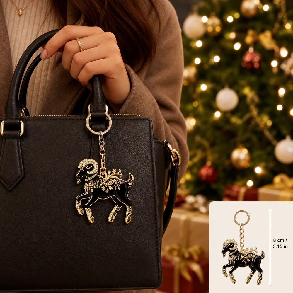 New Year Gift 2D Design Goat Keychain Acrylic Ornate Goat Key Ring Running Goat Decorative Goat Pendant Festive Occasions