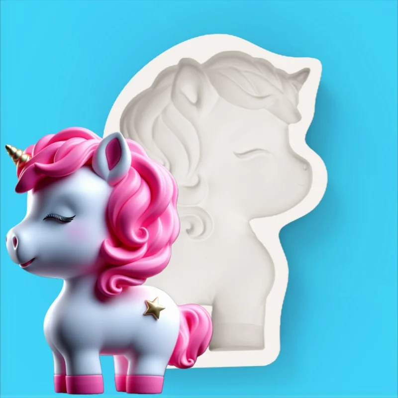 Sweet Dream Unicorn Silicone Mold Closed-Eyed Smiling Shape Healing-Style Dessert Chocolate Making Mold