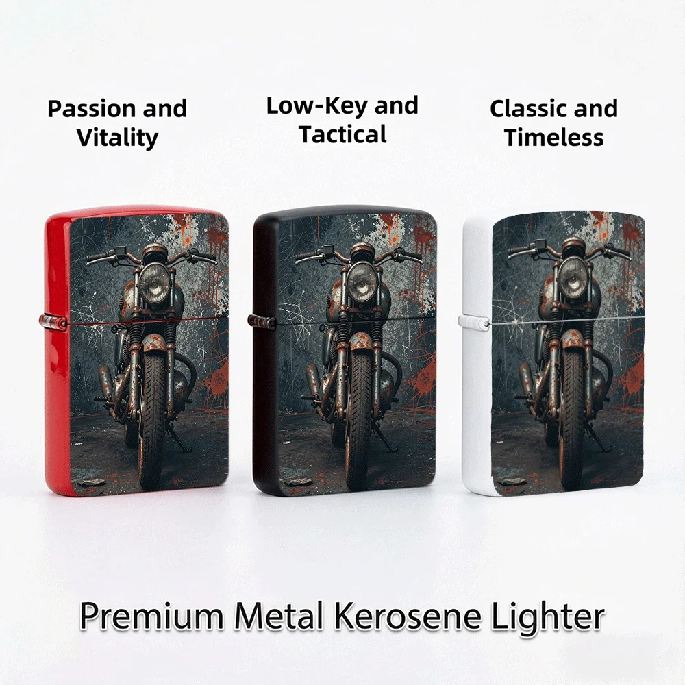 Vintage Flip Top Lighter lighters vintage Rusty Retro Motorcycle Grunge Graffiti Art Print lighters for smokers Daily Carry