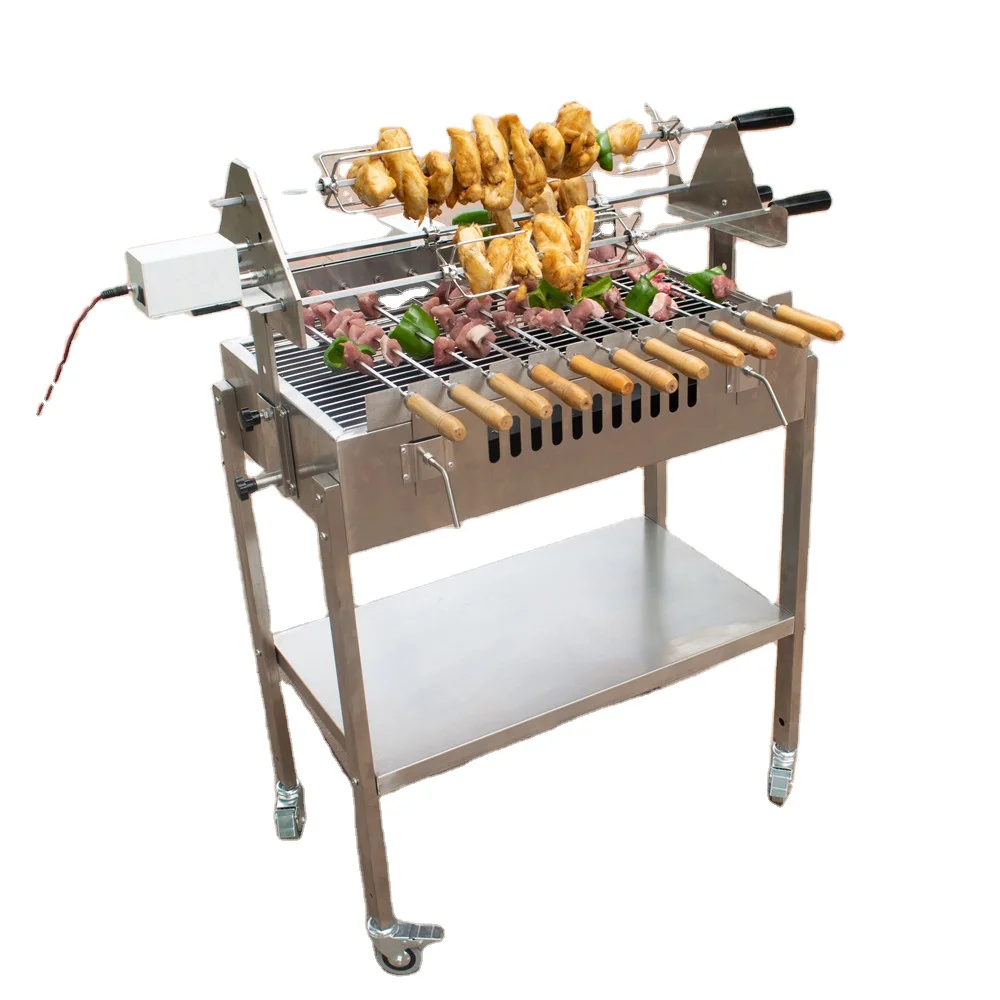 Spiedini di Kebab girarrosto per barbecue all\'aperto con griglia a carbone automatica per spiedini