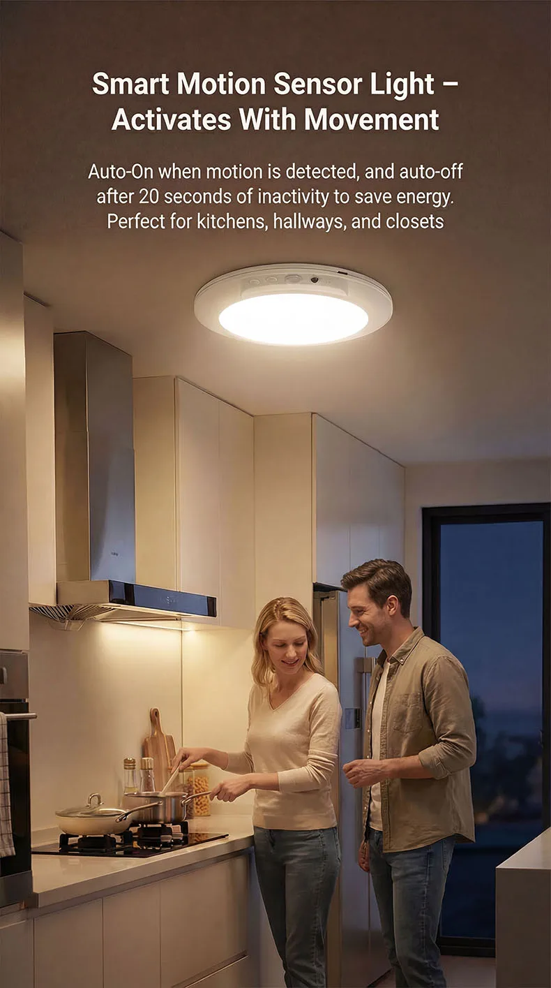 Wireless Wall Lamp Motion Sensor Ceiling Light USB Type-C Rechargeable Magnetic Lamp Remote LED Night Light For Kitchen Coatroom