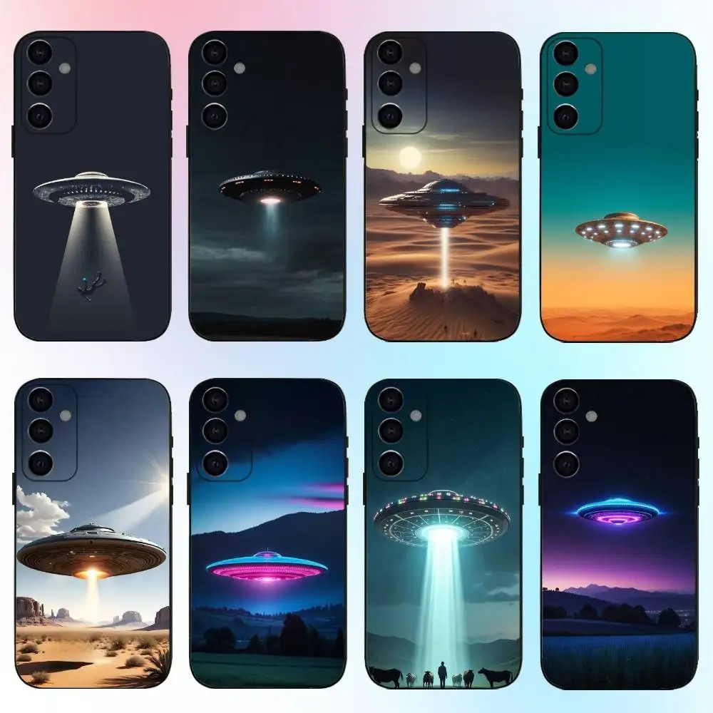 

Singular Space UFO Alien Phone Case For Samsung Galaxy A73,A72,A71,A70,A53,A52,A51,Others Soft Black Cover