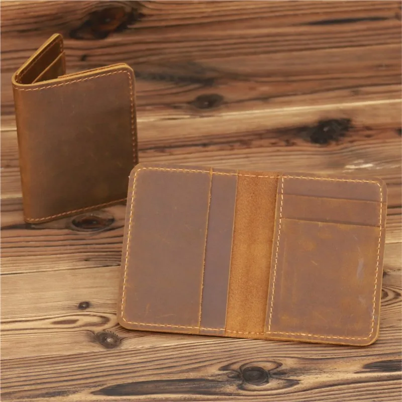 New Arrival Vintage Men's Genuine Leather Credit Card Holder Small Wallet Money Bag ID Card Case Mini Purse For Male