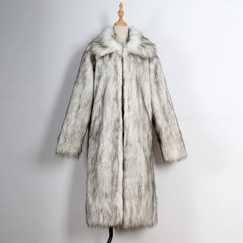 

Natural Color Fur Coat Women Faux Fur Long Jacket Winter Thick Warm Fluffy Trench Overcoat Mens Raccoon Fur Coats and Jackets