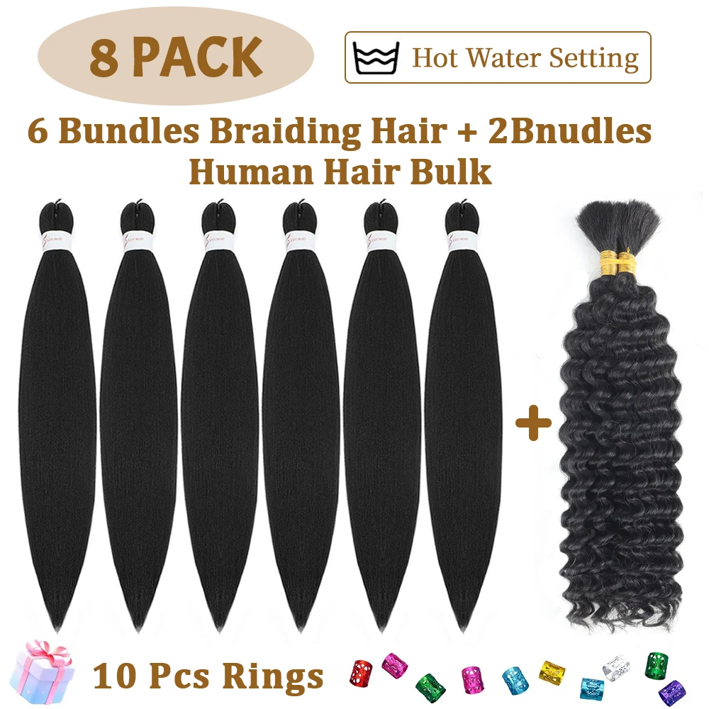 Pre Stretched Braiding Hair Boho Curls Human Braiding Hair for Boho Braids Deep Wave Bulk Hair for Knotless Braiding Bohemian