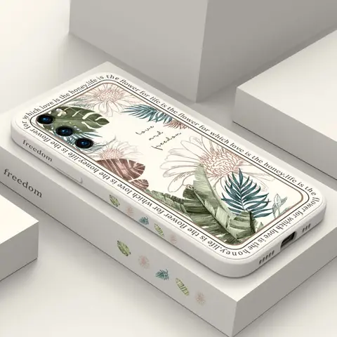 Ins Tropical Style Phone Case For Huawei P40 P50 P30 P20 Pro Lite Nova 5t Y7A Mate 20 Pro Lite Liquid Silicone Cover