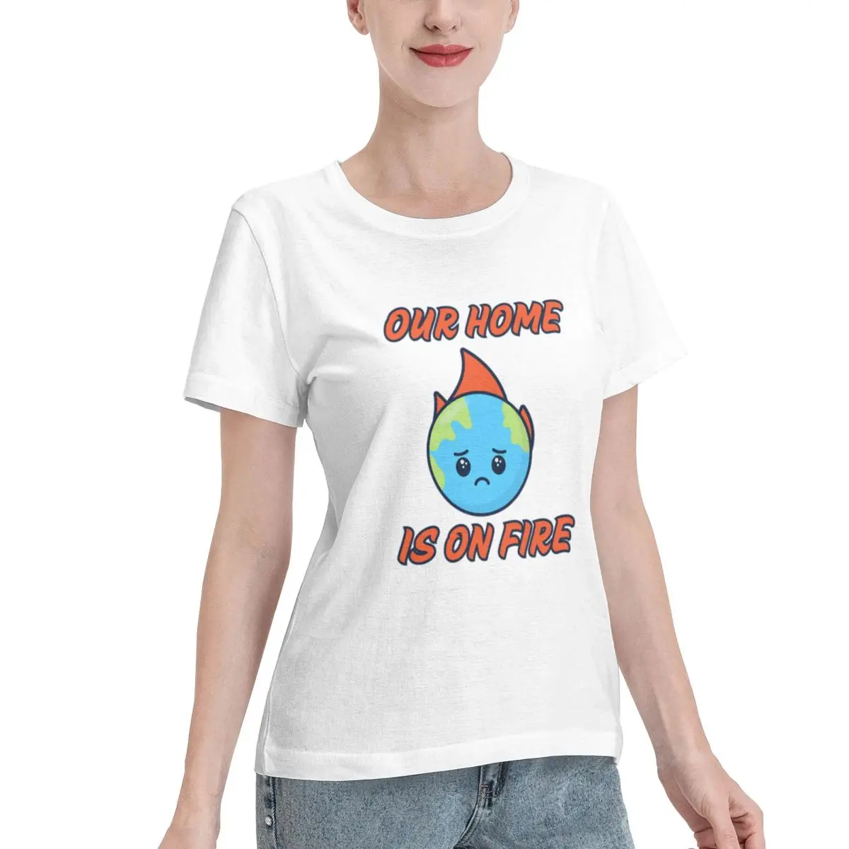 Hot Sale Our Home Is On Fire Climate Activism Graphic Women's T-shirt French Chic Solid Color Tee