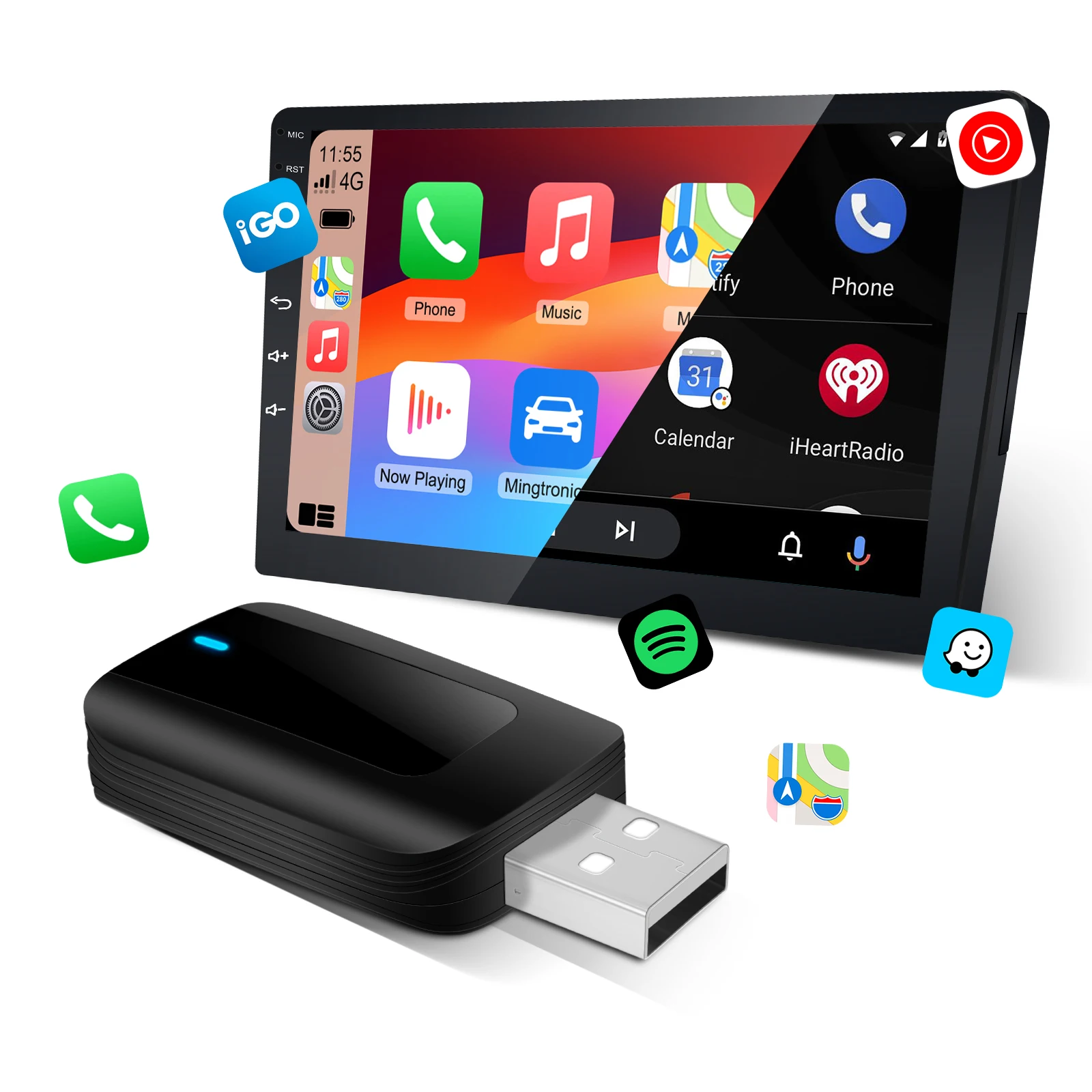 Ezonetronics Wireless CarPlay android auto adapter for factory wired car, wireless CarPlay & Android auto 2 in 1