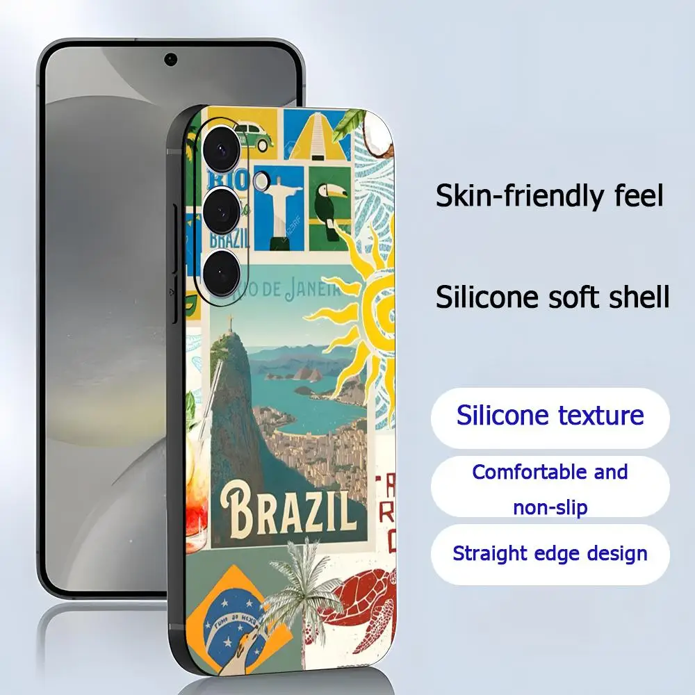الفن البرازيل العلم شعبية تصميم جراب هاتف لسامسونج غالاكسي S25 S24 S23 S22 S21 S20 زائد الترا نوت 20 لينة الأسود #4