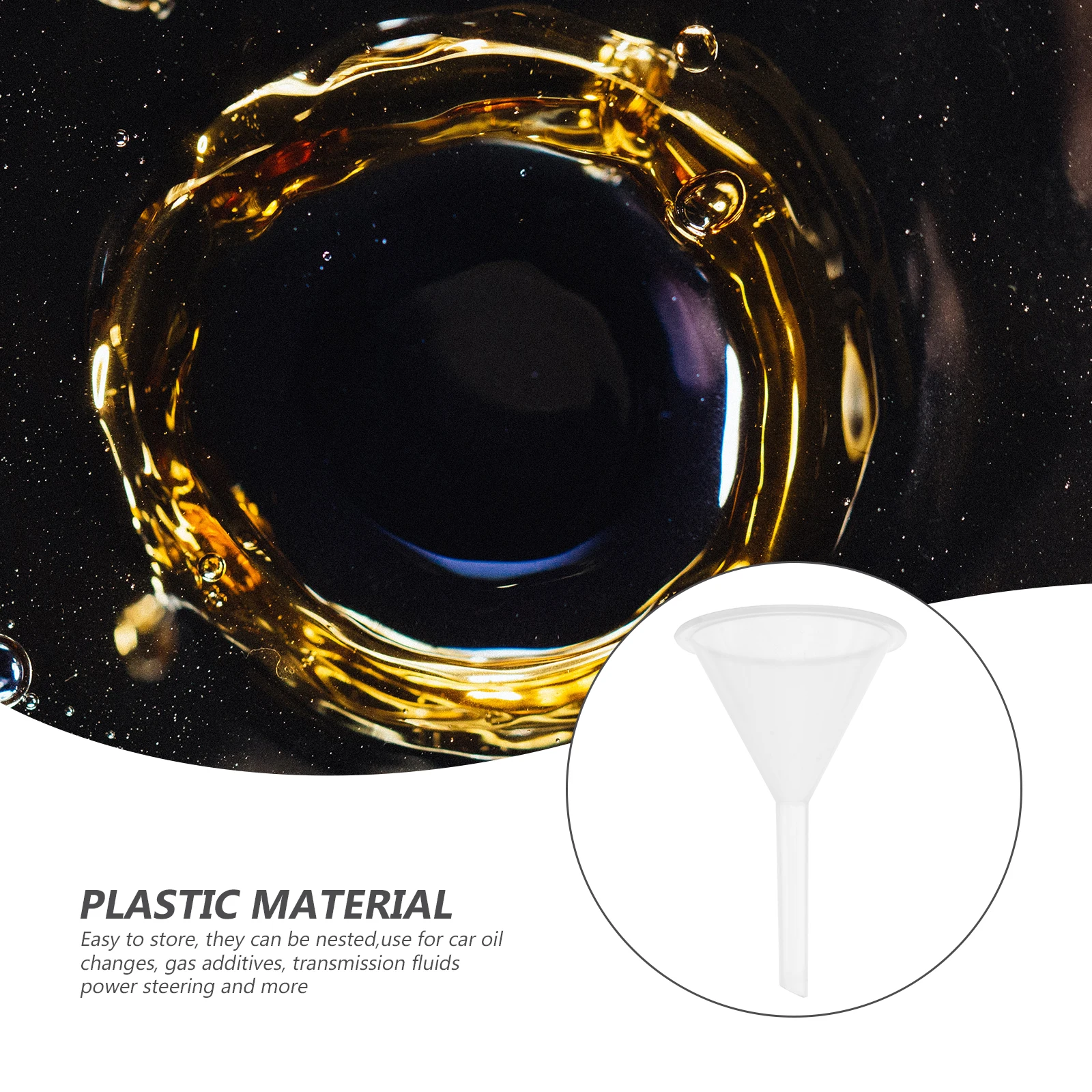 

5Pcs Plastic Funnel Multipurpose Clear White for Car Oil Gas Additives Transmission Power Steering Fluid No Spill Design