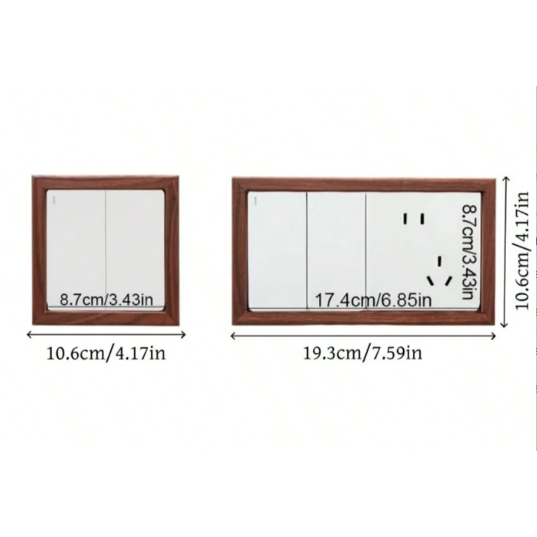 1pc 8.7cm/17.4cm Switch Decorative Wall Stickers Minimalist Household Nordic Socket Decorative Frame Solid Wood Switch Stickers