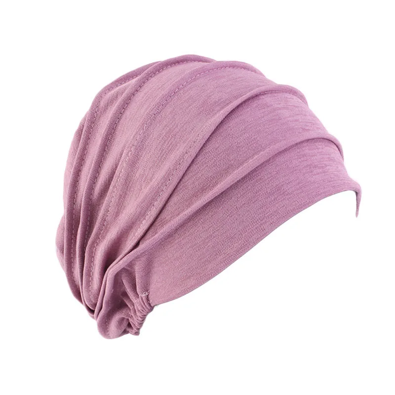 Turbante de Color sólido para mujer, gorro de algodón para el cáncer, Hijabs internos, gorro de quimio para la pérdida de cabello, gorro elástico