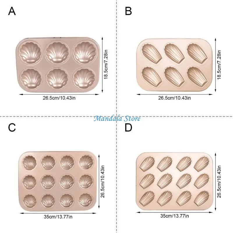 U2JC Nonstick Scallops Madeleine Cake Baking Mold 6/12 Cavity Carbon Steel Oven Safe Kitchen Bakeware Dessert Tray Pan