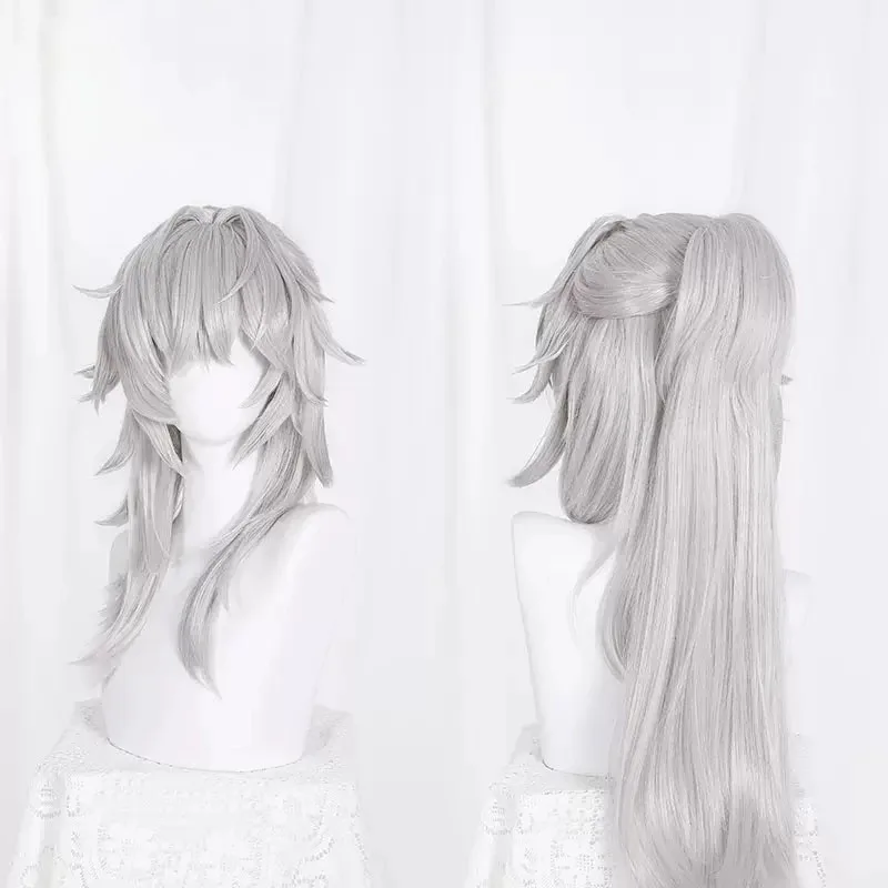 

zizi 2025 L-email Synthetic Hair Game Honkai: Star Rail Jing Yuan Wig Silver Gray Silicone Cosplay Wigs Heat Resista