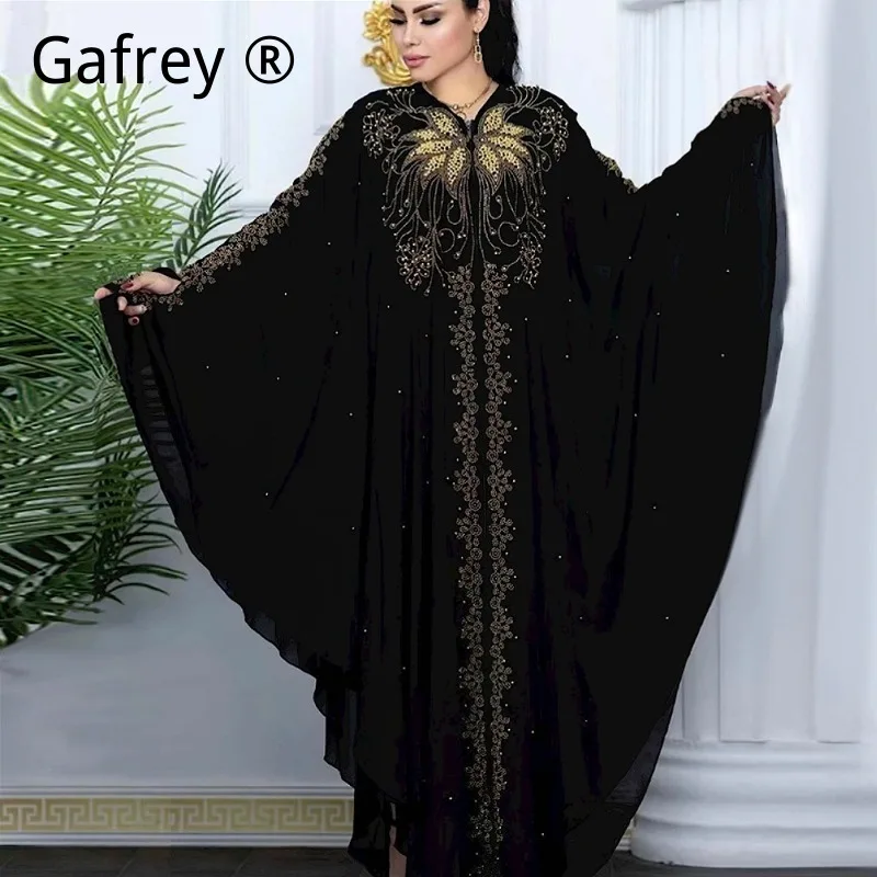 

Women’s African Style Rhinestone Abaya Dress, Plus Size Kaftan Long Maxi Robe Modest Muslim Clothing Hot Sale