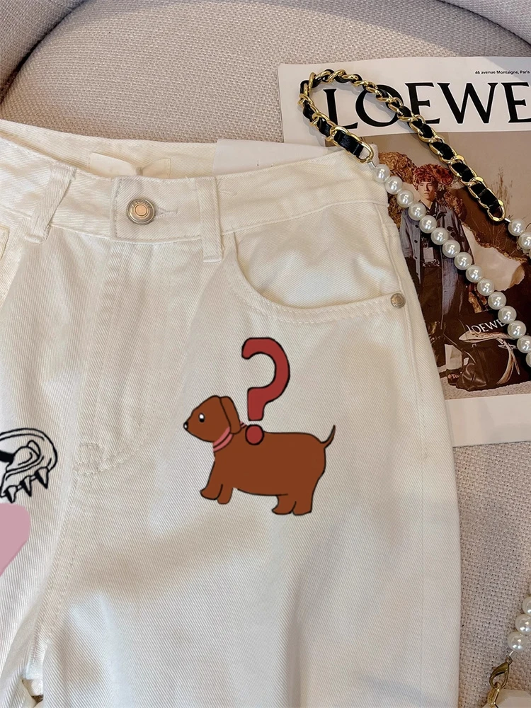 

Американские ретро джинсы с принтом fiti, летние повседневные прямые широкие брюки для мужчин и женщин, джинсовые джинсы Sli Design