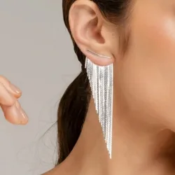 1 pair of minimalist and stylish tassel earrings, elegant and personalized metal earrings, delicate earrings for everyday partie