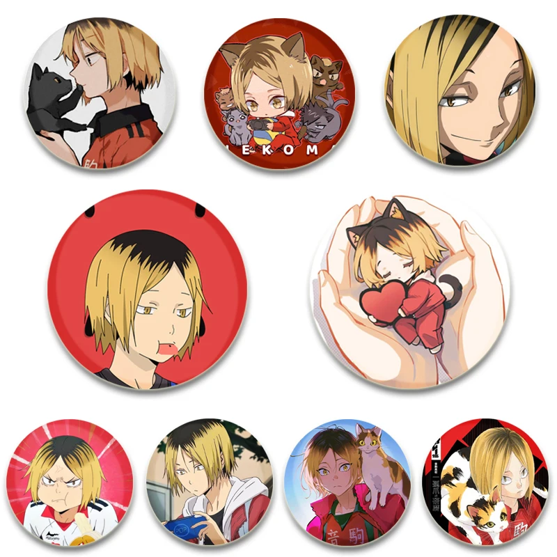 58/44/32MM Anime Haikyuu!! Badge Cartoon Character Kenma Kozume Pins Brooch Clothes Decoration Jewelry Accessories Gifts