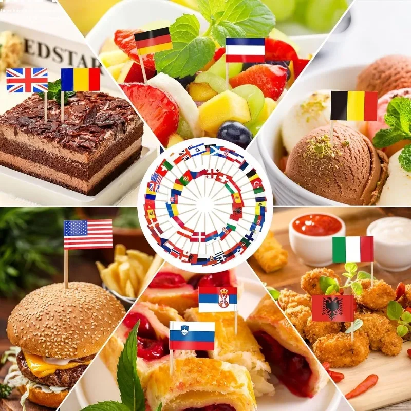 Toothpicks 100 toothpicks with logo have about 95 different national flags, and there may be repeated national flag designs.