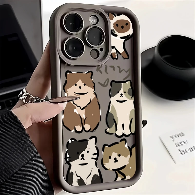 Cartoon Cats Silicone Phone Case for iPhone 16 Pro Max Cases iPhone 14 15 13 11 12 Pro XS Max 7 8 Plus X XR SE 2022 Soft Cover