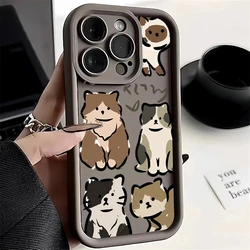 Coque de téléphone en silicone avec chats de dessin animé, coque souple pour iPhone 16 Pro Max, 14, 15, 13, 11, 12 Pro, XS Max, 7, 8 Plus, X, Poly SE, 2022