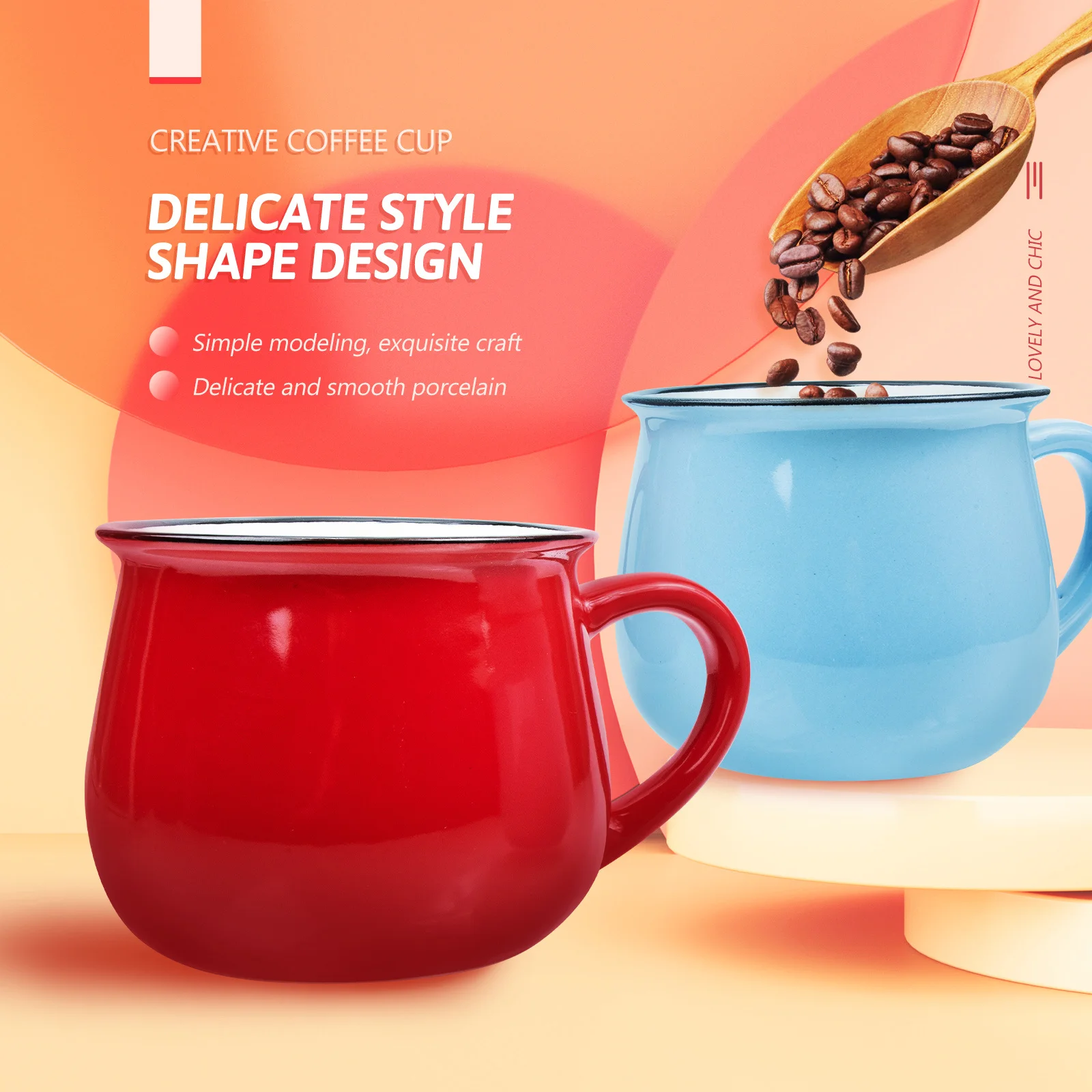 

2Pcs Ceramic Coffee Mugs Retro Style Milk Water Juice Cups for Coffee Shop Latte Art Cup Retro Ceramic Cup