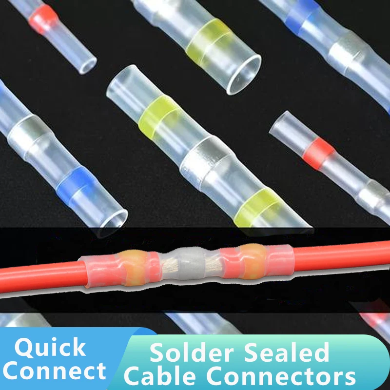 

Terminals Waterproof 1–500 pieces 3:1 Solder-Sealed Cable Connector Kit Electrical Cable Joint Heat-Shrink Butt-Crimp
