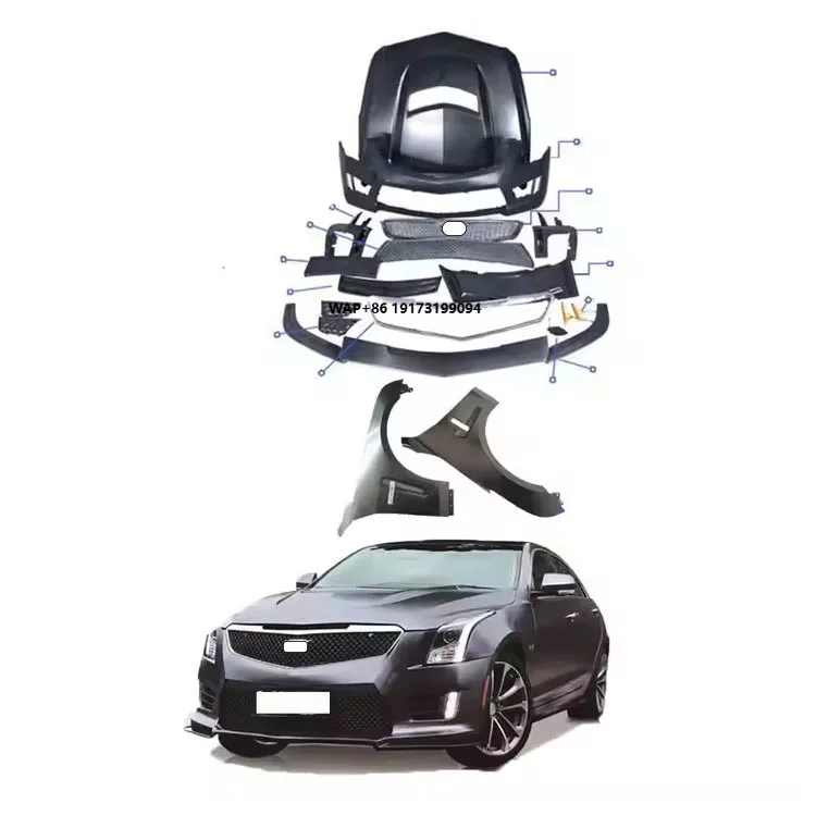 

High Quality Auto Parts Ats Upgrade to Ats V Front Bumper With Grille Carbon Fiber Front Lip Body Kit for 2012-2019