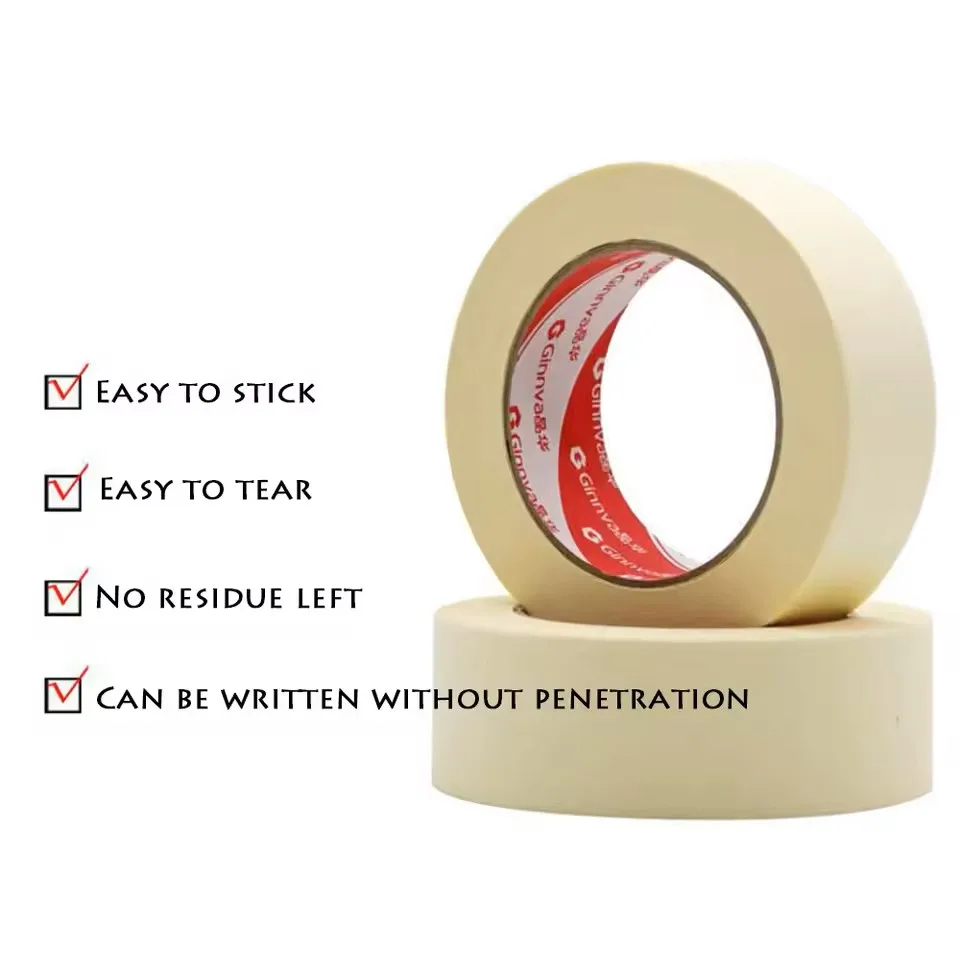 YM 1PC 20M Masking Tape White 10mm-60mm Single Side Tape Adhesive Crepe Paper Oil Painting Sketch Drawing Supplies Car Paintin