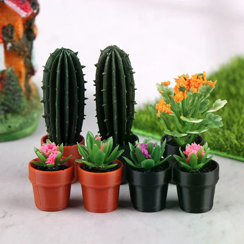 Casa de muñecas en miniatura, planta de simulación en maceta, modelo de jardín, adornos para el hogar, decoración para casa de muñecas, juguetes para juego de imitación, 5 uds., 1:12