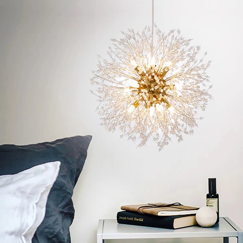 

Aipaite Nordic snowflake chandelier LED crystal lamp gold / complex color living room dining table bedroom chandelier