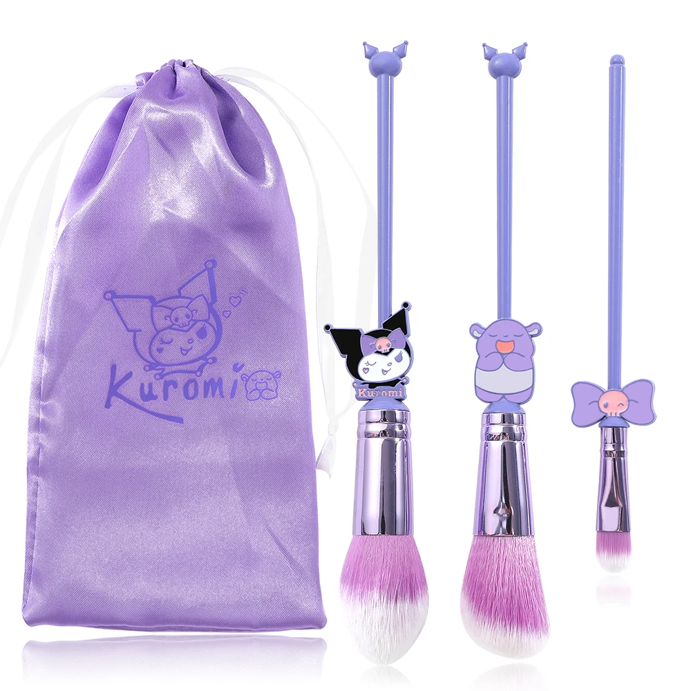 Kuromi Cute Style 3 Makeup Brush Set Purple Set Brush Ultra Soft Eyeshadow Brush Makeup Brush